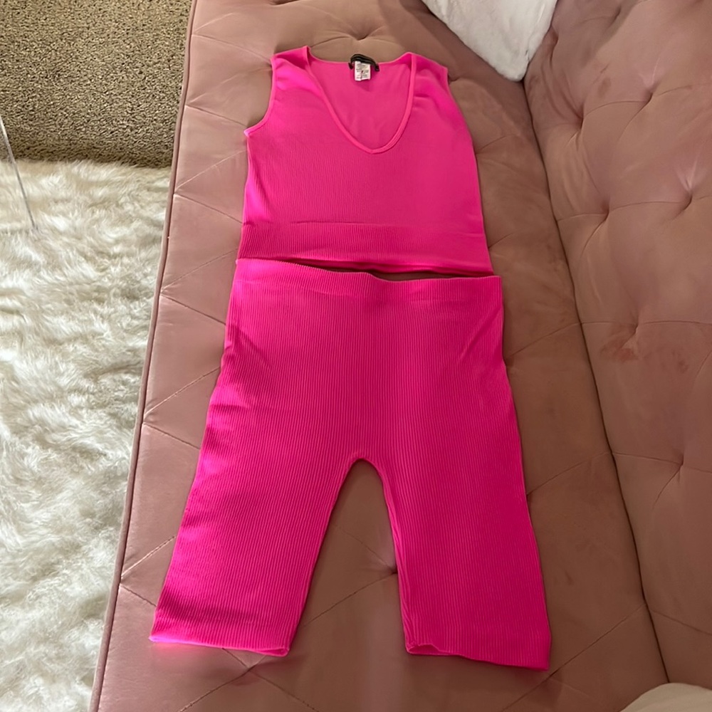 Neon pink Biker Short Set 1XL